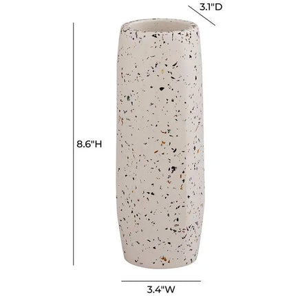TOV Terrazzo 8 1/2" High Faux Marble White Concrete Decorative Vase Dahlia Studios