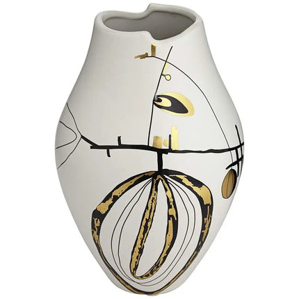 Tribeca 10 3/4" High Matte White Decorative Graphic Vase Dahlia Studios