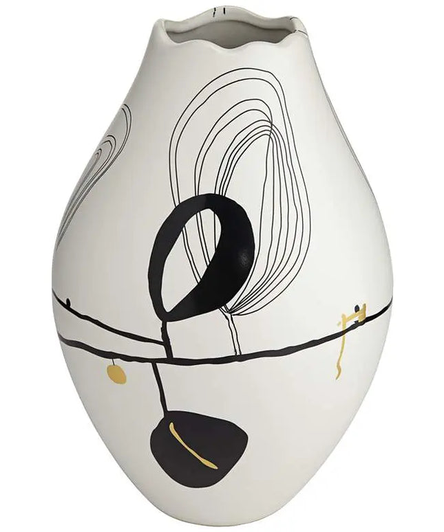 Tribeca 12 1/2" High Matte White Decorative Graphic Vase Dahlia Studios