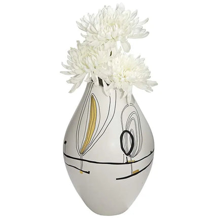 Tribeca Matte White 2-Piece Decorative Graphic Vase Set Dahlia Studios