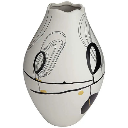 Tribeca Matte White 2-Piece Decorative Graphic Vase Set Dahlia Studios