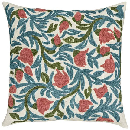 Tulip Embroidered Floral 20" Square Accent Cushion Vision
