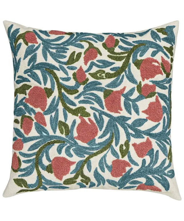 Tulip Embroidered Floral 20" Square Accent Cushion Vision