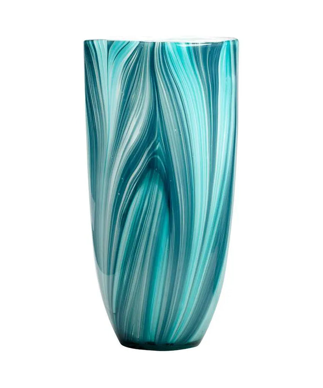 Turin 12" High Large Modern Glass Vase Cyan Design