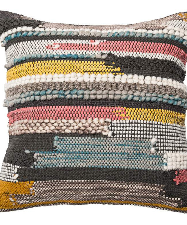 Urban Boho Multicolor Textured 22" Square Accent Pillow Vision