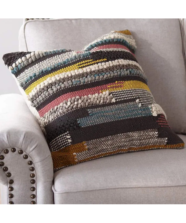 Urban Boho Multicolor Textured 22" Square Accent Pillow Vision