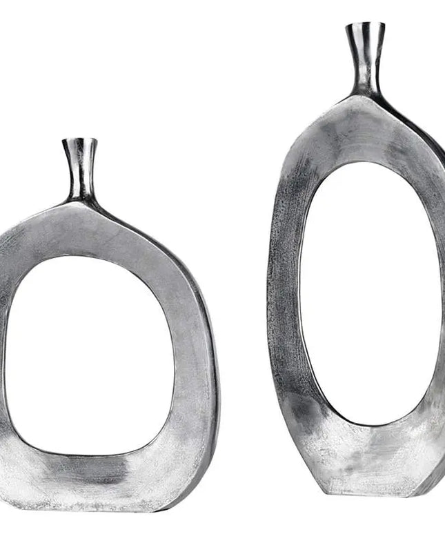 Uttermost Cierra Textured Nickel 2-Piece Modern Vase Set Uttermost