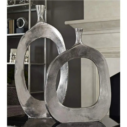 Uttermost Cierra Textured Nickel 2-Piece Modern Vase Set Uttermost