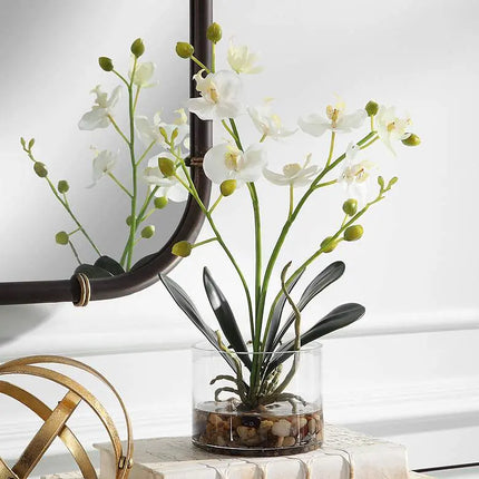 Uttermost Glory White Orchid 13"H Faux Flowers in Container Uttermost