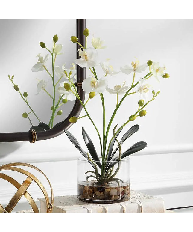 Uttermost Glory White Orchid 13"H Faux Flowers in Container Uttermost