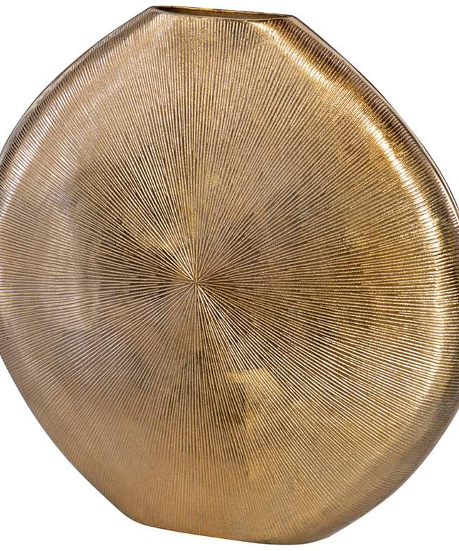 Uttermost Gretchen 23" High Ribbed Gold Modern Vase Uttermost