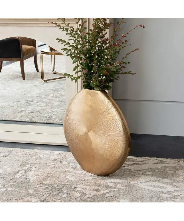 Uttermost Gretchen 23" High Ribbed Gold Modern Vase Uttermost