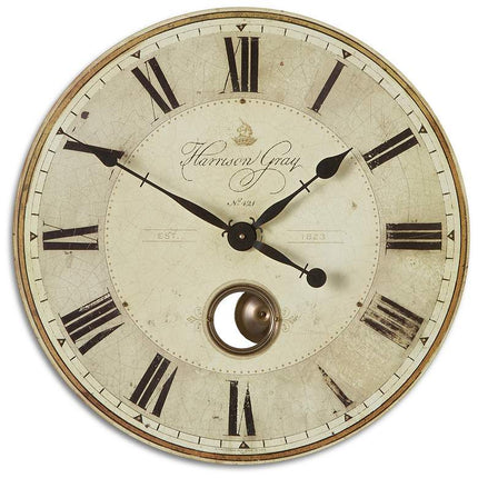 Uttermost Harrison Gray Brass 23" Round Wall Clock Clock