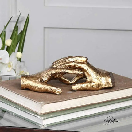 Uttermost Hold My Hand 9" Wide Antique Gold Leaf Figurine Quoizel