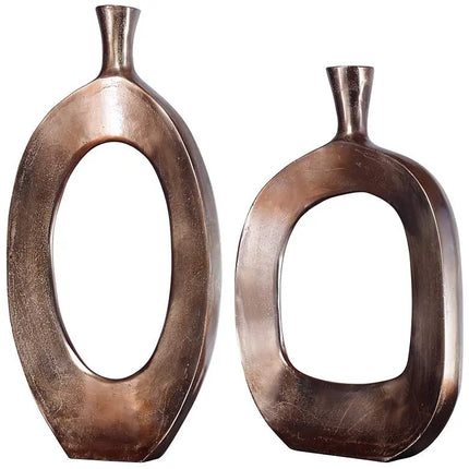 Uttermost Kyler 22" High Bronze Aluminum Vases Set of 2 Uttermost