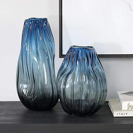 Uttermost Midnight Horizon Ombre Blue 2-Piece Glass Vase Set Uttermost