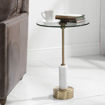 Uttermost Portsmouth 15 3/4" Wide Brushed Brass Accent Table