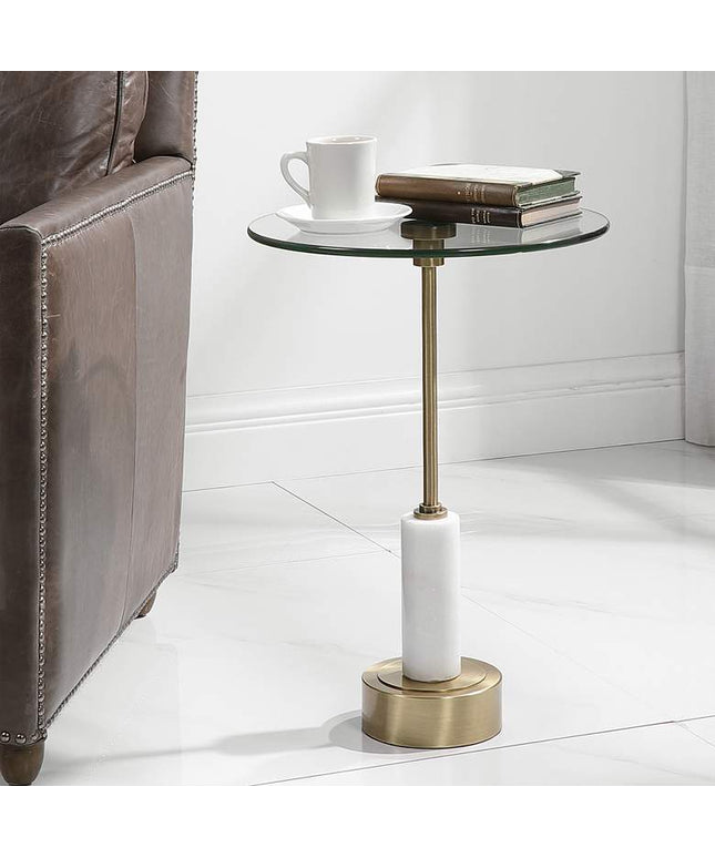 Uttermost Portsmouth 15 3/4" Wide Brushed Brass Accent Table