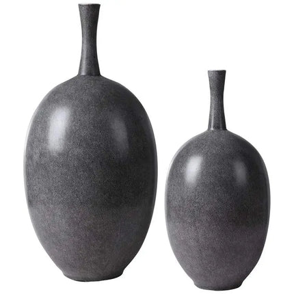 Uttermost Riordan Black and White Ceramic Vases Set of 2 Uttermost