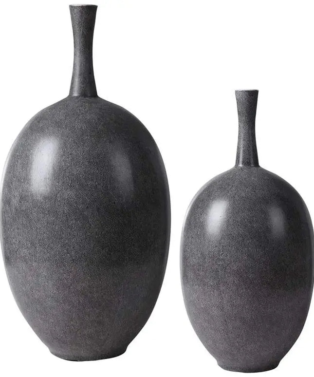 Uttermost Riordan Black and White Ceramic Vases Set of 2 Uttermost