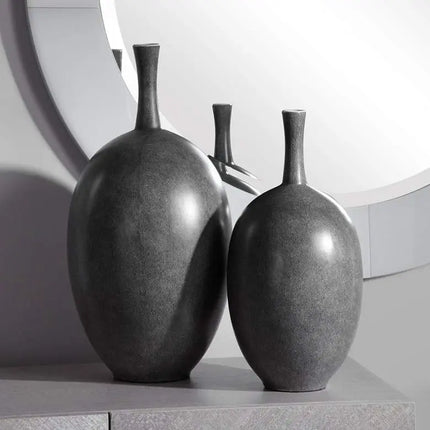 Uttermost Riordan Black and White Ceramic Vases Set of 2 Uttermost