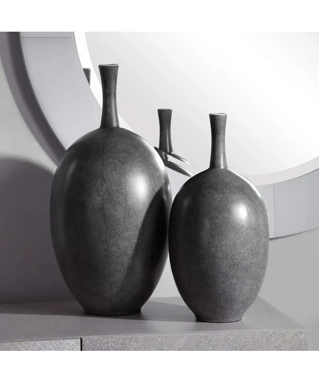 Uttermost Riordan Black and White Ceramic Vases Set of 2 Uttermost