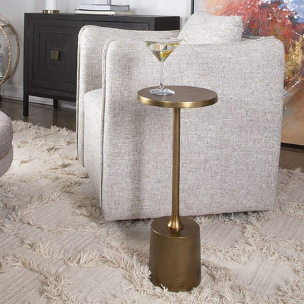 Uttermost Sanaga 10" Wide Textured Antique Gold Modern Drink Table