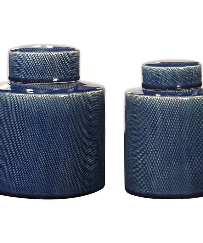 Uttermost Saniya Saphhire Blue Ceramic Containers Set of 2 Uttermost
