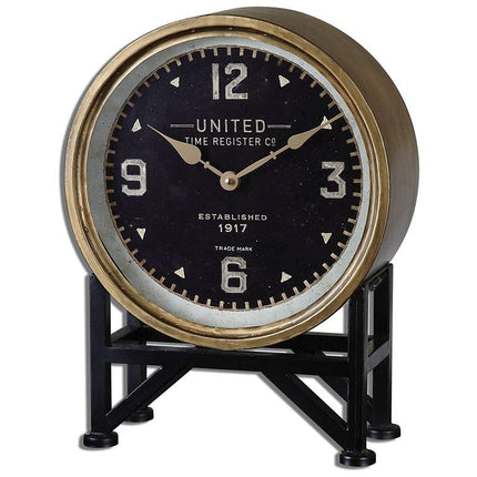 Uttermost Shyam Vintage Brass 16" High Table Clock Clock