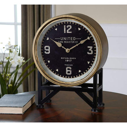 Uttermost Shyam Vintage Brass 16" High Table Clock Clock