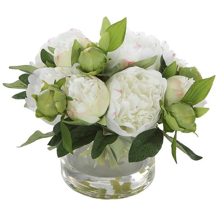 Uttermost White Garden Peony 10" Wide Faux Flowers in Vase Uttermost