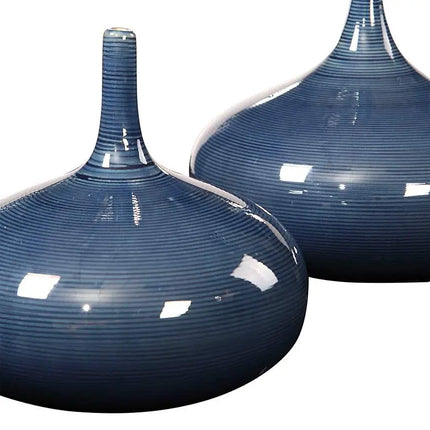Uttermost Zayan 9" Wide Blue Ceramic Vases Set of 2 Uttermost