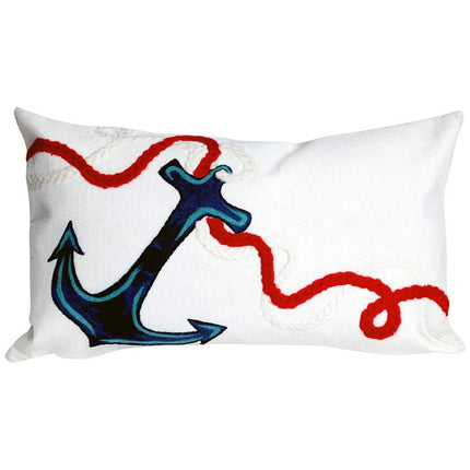 Visions I Anchor Blue White 20" x 12" Indoor-Outdoor Pillow Vision