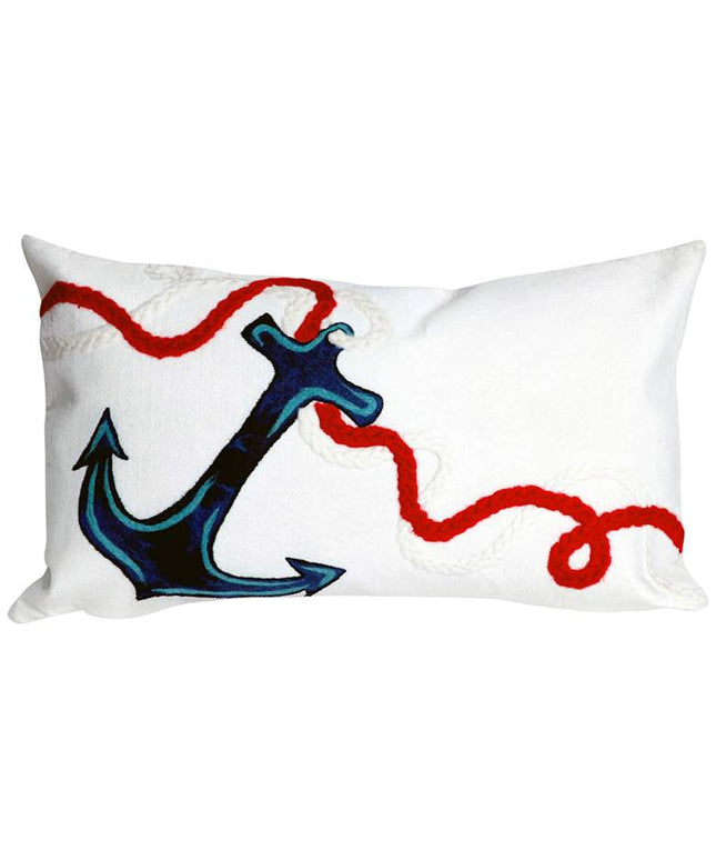 Visions I Anchor Blue White 20" x 12" Indoor-Outdoor Pillow