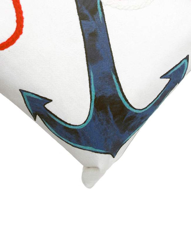 Visions I Anchor Blue White 20" x 12" Indoor-Outdoor Pillow