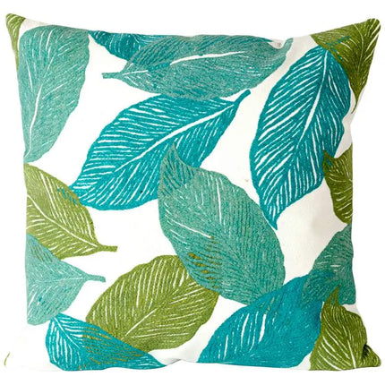 Visions I Mystic Leaf Aqua 20" Square Indoor-Outdoor Pillow Vision