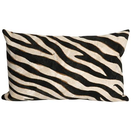 Visions I Zebra Print Black 20" x 12" Indoor-Outdoor Pillow Vision