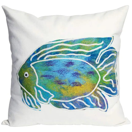 Visions II Batik Fish Aqua 20" Square Indoor-Outdoor Pillow Vision