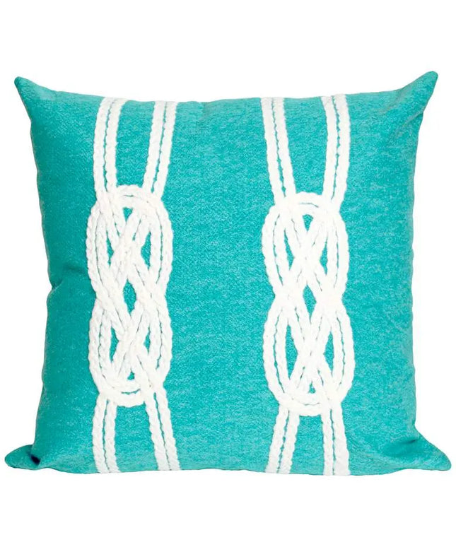 Visions II Double Knot Aqua 20" Square Indoor-Outdoor Pillow Vision