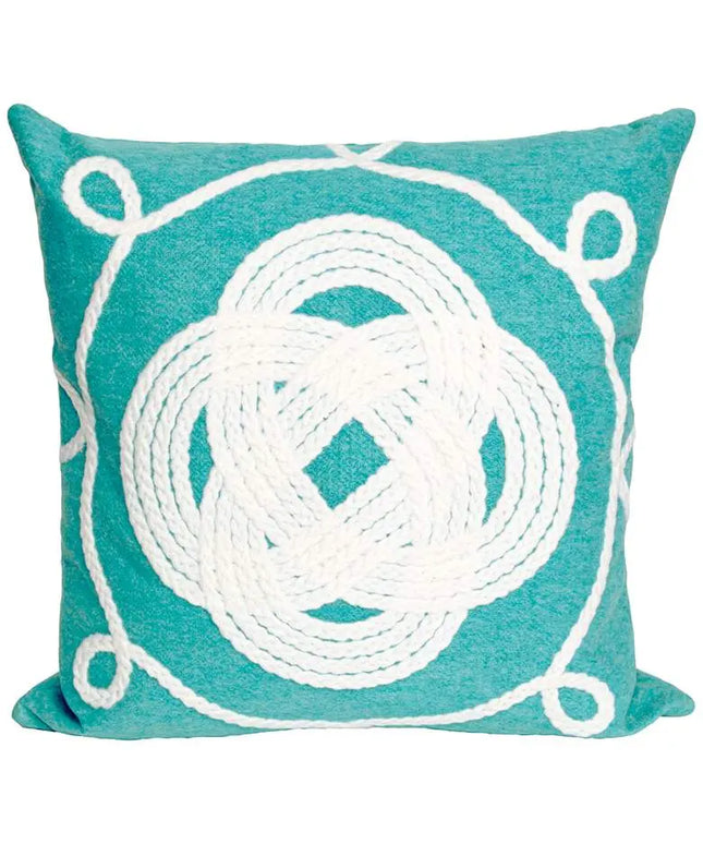 Visions II Ornamental Knot Aqua 20" Indoor-Outdoor Pillow Vision