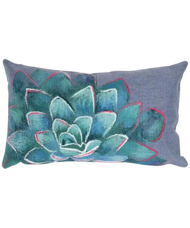 Visions III Succulent Blue 20" x 12" Indoor-Outdoor Pillow Vision