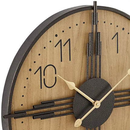 York 23.5" Round Matte Wood Antique Bronze Battery Powered Wall Clock Clock