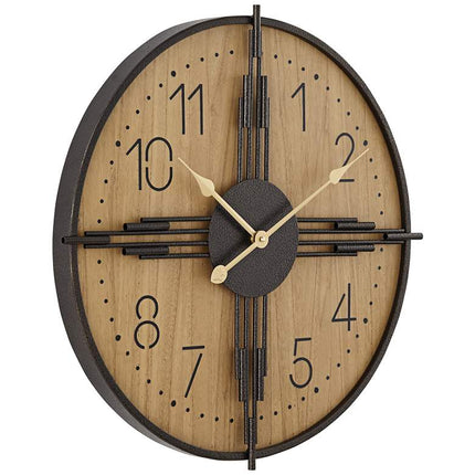 York 23.5" Round Matte Wood Antique Bronze Battery Powered Wall Clock Clock